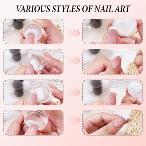 IVICOO French Tip Tool Nail Stamper – Silicone Nail Design Tools, Double Headed Clear Stamper with Lid & Scraper Set for DIY Nail Art - görsel 12
