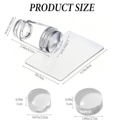 IVICOO French Tip Tool Nail Stamper – Silicone Nail Design Tools, Double Headed Clear Stamper with Lid & Scraper Set for DIY Nail Art