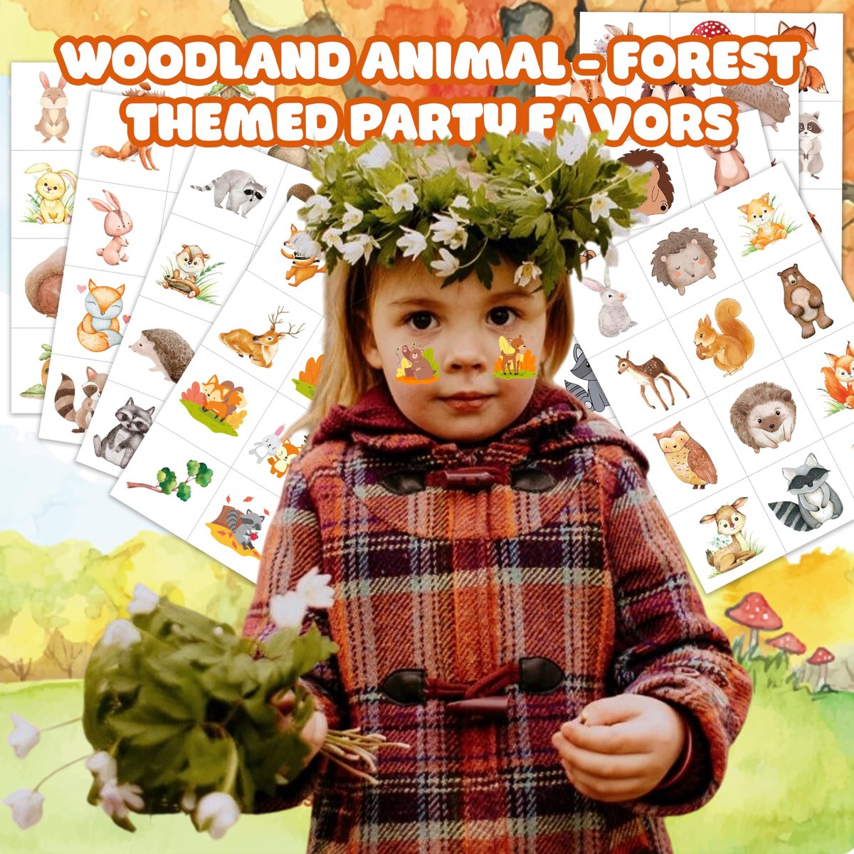 96PCS Woodland Animal Temporary Tattoos – Pre-Cut Forest & Camo Designs for Kids, Boys, Girls, Adults – 1st Birthday Party Favors, Decorations & Camping Gifts - görsel 5