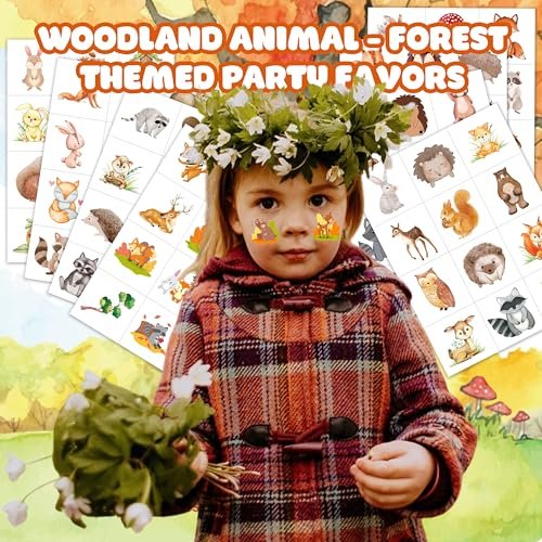 96PCS Woodland Animal Temporary Tattoos – Pre-Cut Forest & Camo Designs for Kids, Boys, Girls, Adults – 1st Birthday Party Favors, Decorations & Camping Gifts - görsel 6