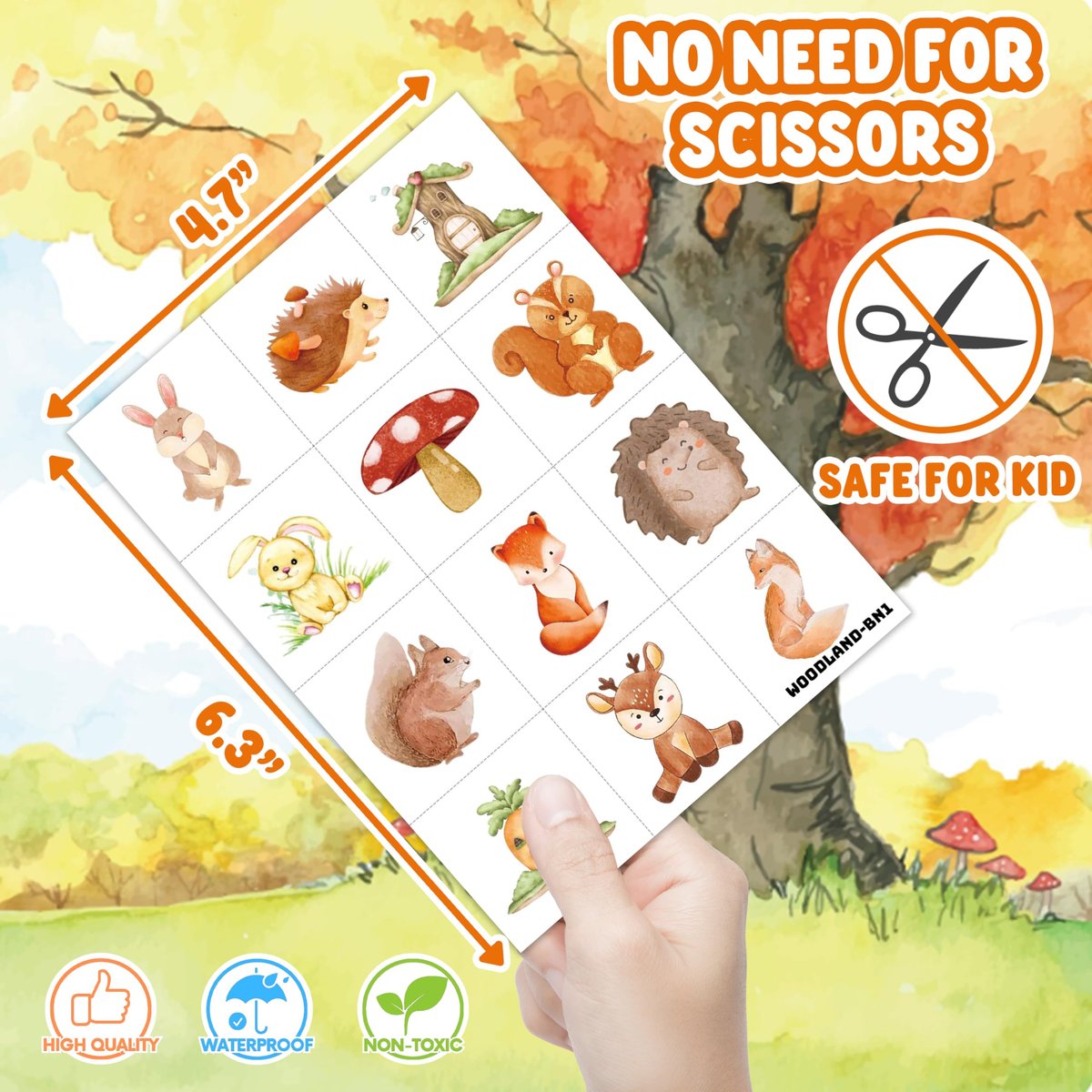 96PCS Woodland Animal Temporary Tattoos – Pre-Cut Forest & Camo Designs for Kids, Boys, Girls, Adults – 1st Birthday Party Favors, Decorations & Camping Gifts - görsel 7