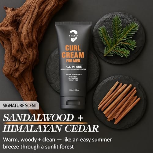 Curl Cream for Men, 5oz | Defines Curls, Controls Frizz & Hydrates with Medium Hold | Sulfate-Free, Organic & Natural Ingredients | Lightweight, Non-Greasy Styling Cream for Wavy & Curly Hair Avelisse