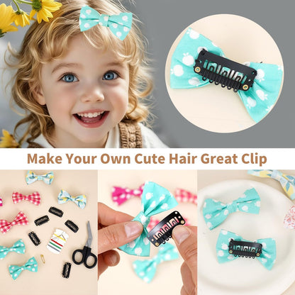 30 Pieces Wig Clips to Secure, Flat Hair Clip, Hair Extension Clip with Thread Kit, Hair Extensions Clip for Women, Bangs Hair Clip DIY Set for Kids and Pets, Black Chunni Clips