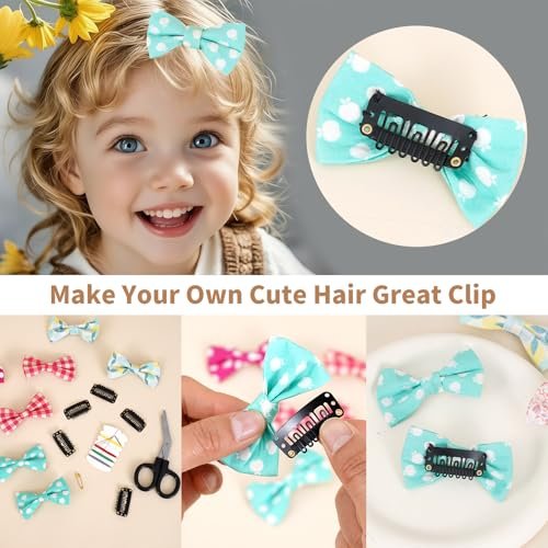 30 Pieces Wig Clips to Secure, Flat Hair Clip, Hair Extension Clip with Thread Kit, Hair Extensions Clip for Women, Bangs Hair Clip DIY Set for Kids and Pets, Black Chunni Clips - görsel 10