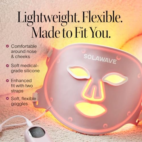Solawave LED Light Therapy Face Mask – Red, Deep Red, Near Infrared & Amber Lights – Hands-Free Anti-Aging Skincare Mask Avelisse