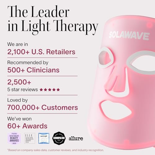 Solawave LED Light Therapy Face Mask – Red, Deep Red, Near Infrared & Amber Lights – Hands-Free Anti-Aging Skincare Mask Avelisse