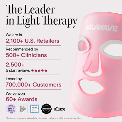 Solawave LED Light Therapy Face Mask – Red, Deep Red, Near Infrared & Amber Lights – Hands-Free Anti-Aging Skincare Mask Avelisse