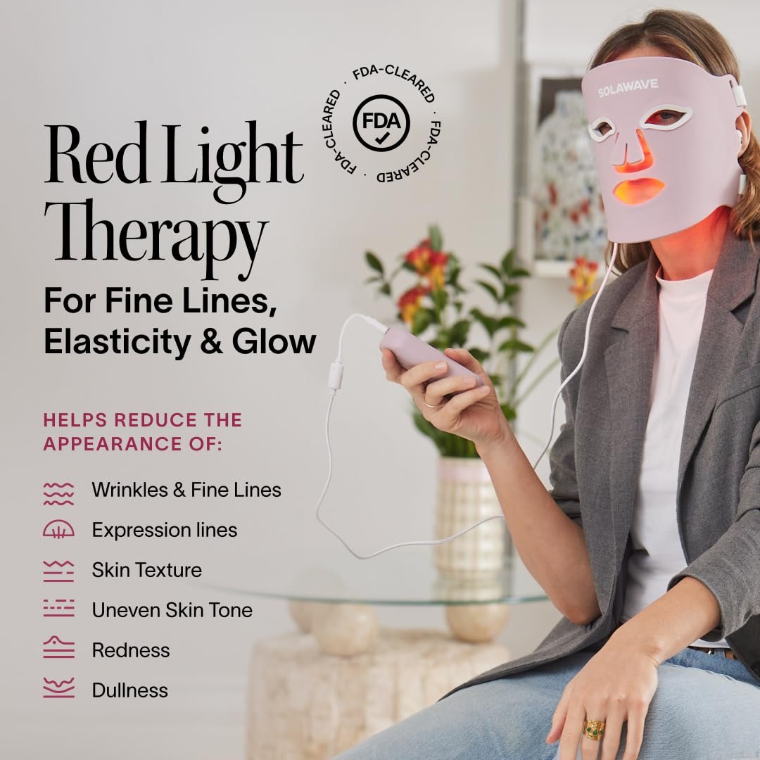Solawave LED Light Therapy Face Mask – Red, Deep Red, Near Infrared & Amber Lights – Hands-Free Anti-Aging Skincare Mask Avelisse