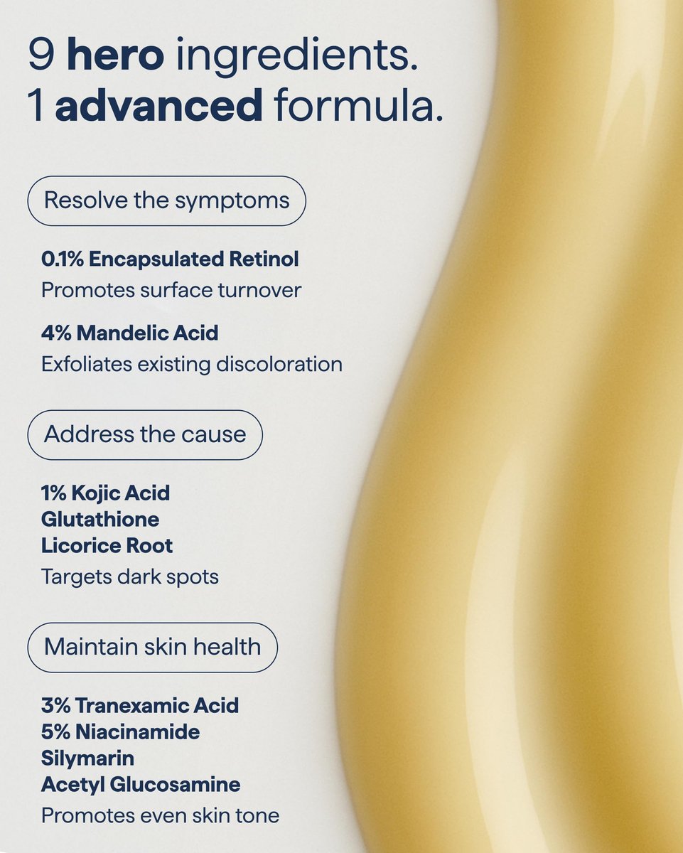 Advanced Discoloration Correcting Serum for Dark Spots | Retinol, Kojic Acid, Tranexamic Acid, Niacinamide, Mandelic Acid | Fragrance Free | Sensitive Skin | By Dermatologist Dr. Shah | 1 fl oz Avelisse