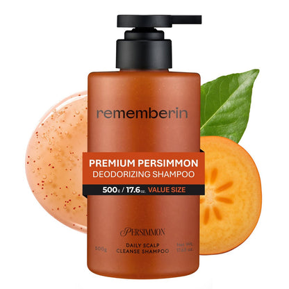Rememberin Korean Persimmon Shampoo for Scalp Odor & Smelly Scalp – Korean Persimmon Extract, Anti-Dandruff Deep Cleansing with Salicylic Acid & Biotin, Remove Oil & Buildup (17.6 oz / 500g) Avelisse