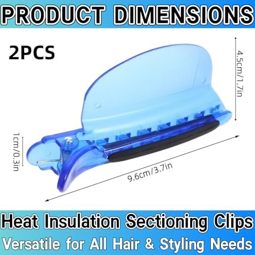 Heat Insulation Sectioning Clips, 2PCS Blue Hair Styling Clips - Wig & Extension Separator Tools 7-Tooth Design (9.5x4.5cm/3.7x1.7in) for Highlighting, Dyeing, Salon & Home Use - görsel 4