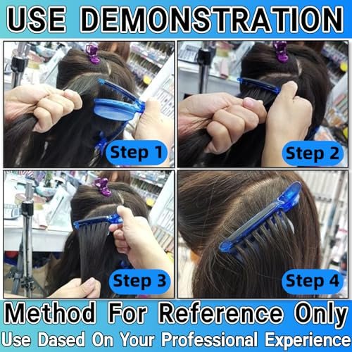 Heat Insulation Sectioning Clips, 2PCS Blue Hair Styling Clips - Wig & Extension Separator Tools 7-Tooth Design (9.5x4.5cm/3.7x1.7in) for Highlighting, Dyeing, Salon & Home Use - görsel 8