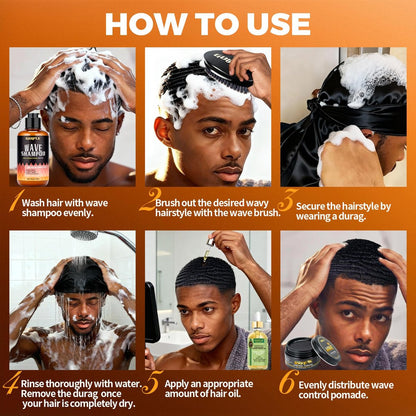 360 Wave Kit for Men: Complete Grooming Set for 360 Waves – 3 Wave Brushes, Durag, Pomade, Shampoo, Rosemary Oil & More – Best Gift Set Avelisse