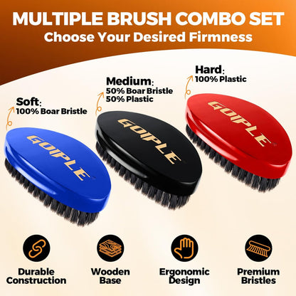 360 Wave Kit for Men: Complete Grooming Set for 360 Waves – 3 Wave Brushes, Durag, Pomade, Shampoo, Rosemary Oil & More – Best Gift Set Avelisse