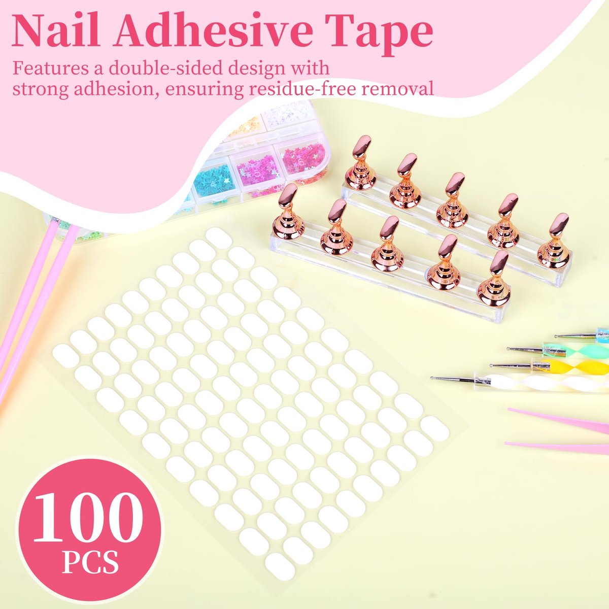 vivinin 25-Piece Nail Art Tools Set - Professional Nail Brushes, Dotting Tools, Striping Pens, Jelly Glue, Tweezers & Sequins Kit for Beginners and Pros - görsel 11