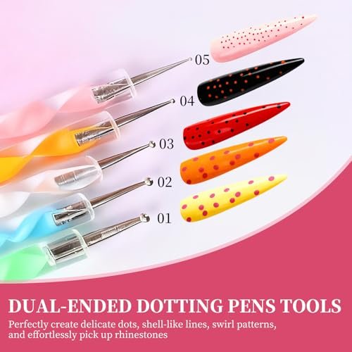 vivinin 25-Piece Nail Art Tools Set - Professional Nail Brushes, Dotting Tools, Striping Pens, Jelly Glue, Tweezers & Sequins Kit for Beginners and Pros - görsel 8