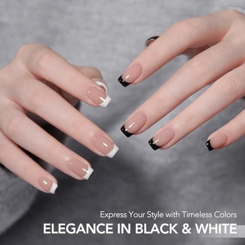 GAOY Gel Nail Polish Art Liner Set - White and Black 12ml Each, Thin Brush for DIY French Manicure at Home - görsel 4