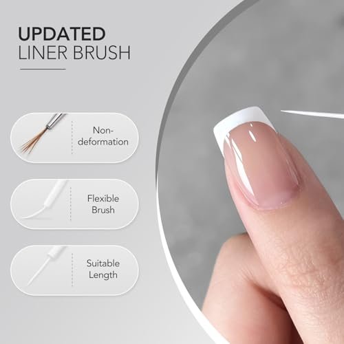 GAOY Gel Nail Polish Art Liner Set - White and Black 12ml Each, Thin Brush for DIY French Manicure at Home - görsel 8