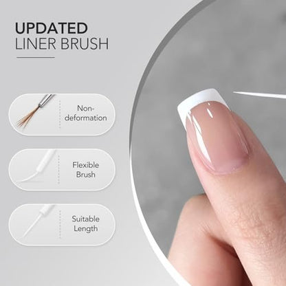 GAOY Gel Nail Polish Art Liner Set - White and Black 12ml Each, Thin Brush for DIY French Manicure at Home