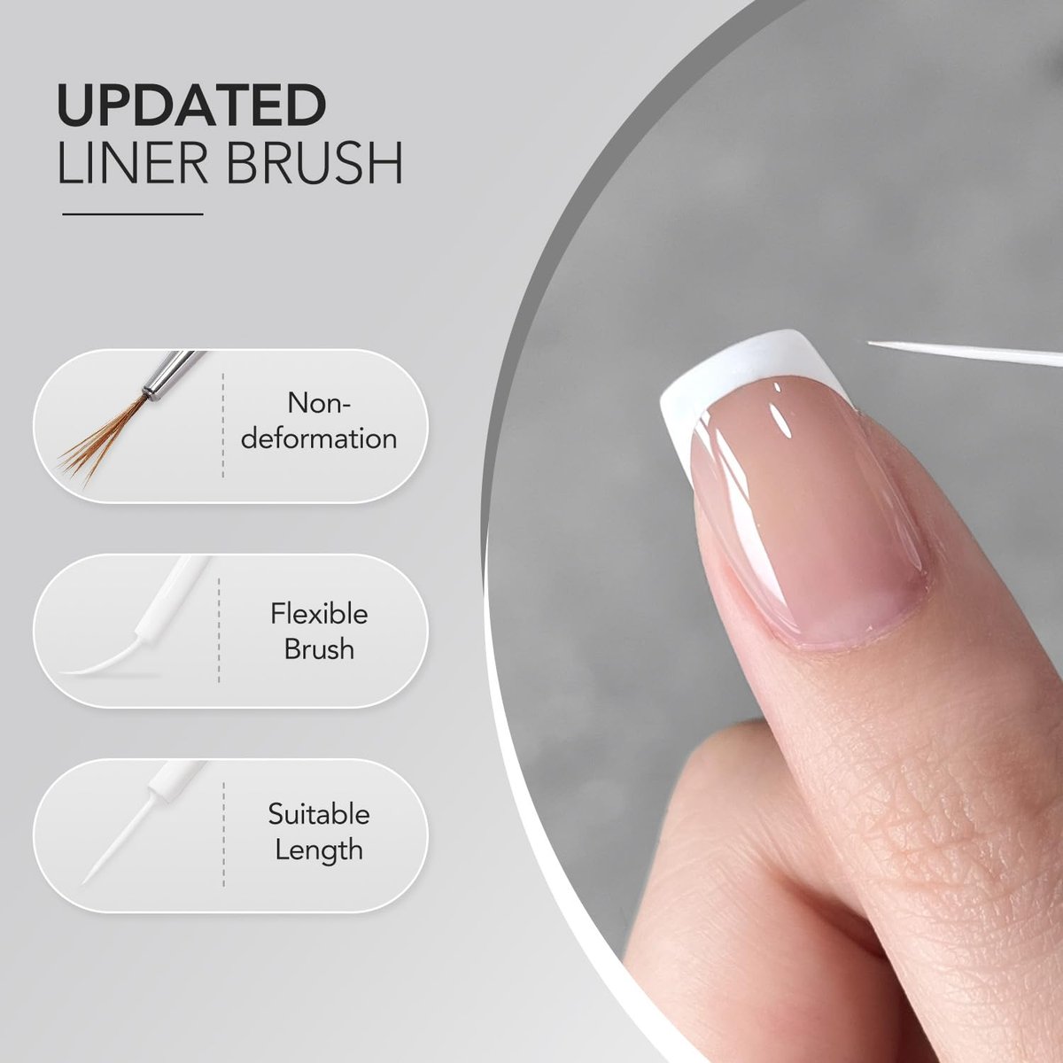 GAOY Gel Nail Polish Art Liner Set - White and Black 12ml Each, Thin Brush for DIY French Manicure at Home - görsel 7