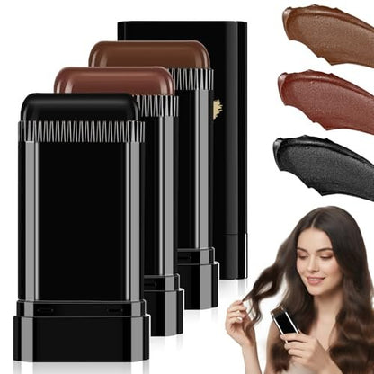 3PCS 2 in 1 Instant Hair Color Stick - Waterproof & Sweat Proof Touch-Up Hair Dye Sticks with Comb for Women and Men (Black / Dark Brown / Coffee Brown)