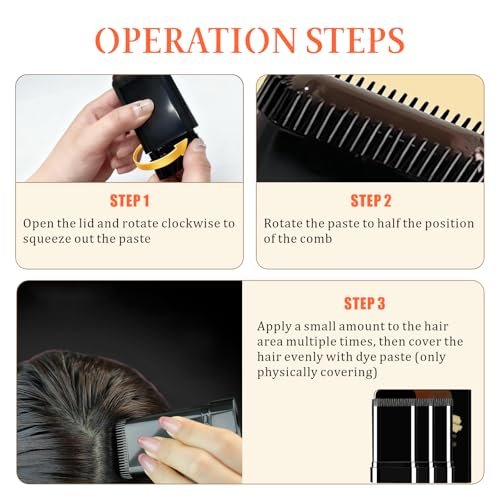 3PCS 2 in 1 Instant Hair Color Stick - Waterproof & Sweat Proof Touch-Up Hair Dye Sticks with Comb for Women and Men (Black / Dark Brown / Coffee Brown) - görsel 7