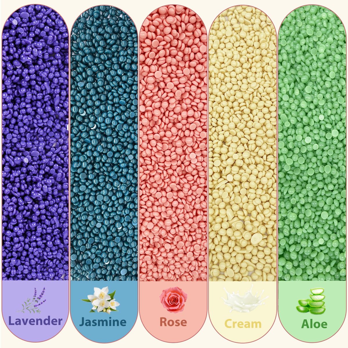 Anreacho 1.1 lb Hard Wax Beans for Hair Removal – Brazilian, Bikini, Face, Eyebrows, Underarms, Chest, Back, Legs – Wax Refill for Women & Men – Pack of 5 Avelisse