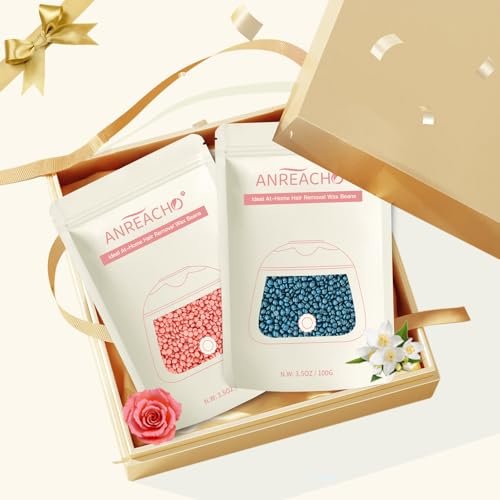 Anreacho 1.1 lb Hard Wax Beans for Hair Removal – Brazilian, Bikini, Face, Eyebrows, Underarms, Chest, Back, Legs – Wax Refill for Women & Men – Pack of 5 Avelisse