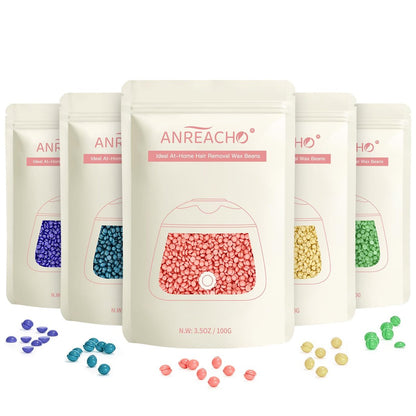 Anreacho 1.1 lb Hard Wax Beans for Hair Removal – Brazilian, Bikini, Face, Eyebrows, Underarms, Chest, Back, Legs – Wax Refill for Women & Men – Pack of 5 Avelisse