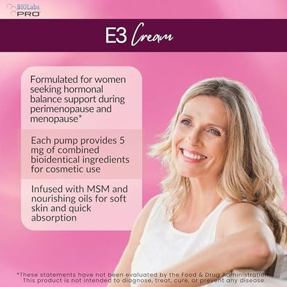 BIOLABS PRO Estri Cream – Bioidentical E3 Cream for Menopausal Support – 5mg E3 Per Dose – Two-Month Supply – 3 oz Avelisse