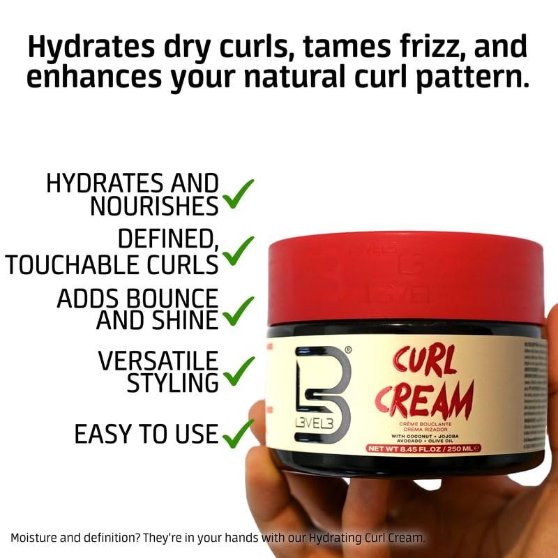 Level 3 Hydrating Curl Cream with Coconut & Jojoba Oil - 8.45 Oz - görsel 7