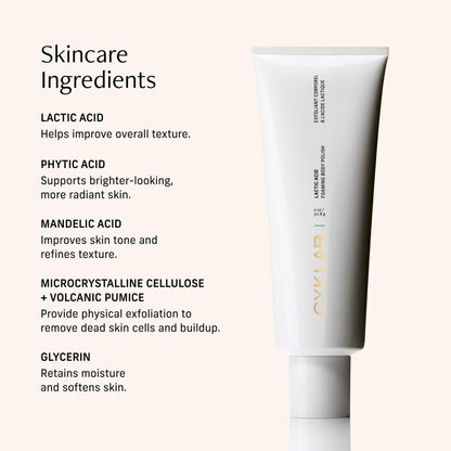 Cyklar Lactic Acid Body Polish – Chemical & Physical Exfoliator with AHAs & Volcanic Pumice – Hydrating Glycerin – Fragrance-Free, 11 fl oz Avelisse