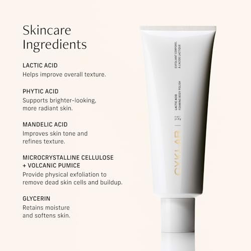 Cyklar Lactic Acid Body Polish – Chemical & Physical Exfoliator with AHAs & Volcanic Pumice – Hydrating Glycerin – Fragrance-Free, 11 fl oz Avelisse