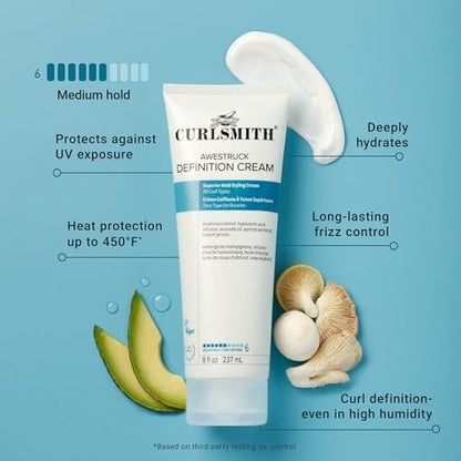 CURLSMITH Awestruck Definition Cream - Superior Hold Styling Cream for Defined Curls, Deep Hydration & Frizz Reduction (8 oz)