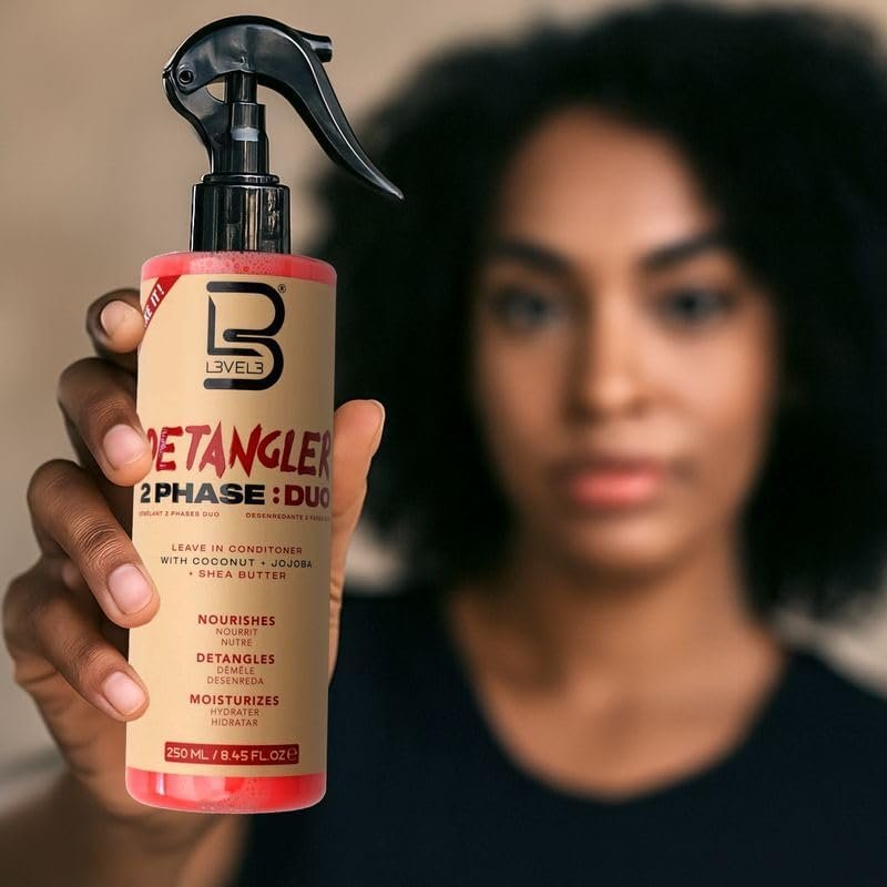 L3 Level 3 2 Phase Detangler Spray for Smooth Hair - Hydrates Dry and Damaged Hair - Lightweight Leave-In Conditioner for Shine and Slip - görsel 4