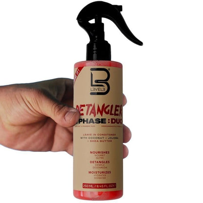 L3 Level 3 2 Phase Detangler Spray for Smooth Hair - Hydrates Dry and Damaged Hair - Lightweight Leave-In Conditioner for Shine and Slip
