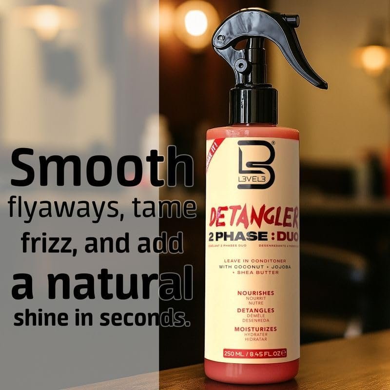 L3 Level 3 2 Phase Detangler Spray for Smooth Hair - Hydrates Dry and Damaged Hair - Lightweight Leave-In Conditioner for Shine and Slip - görsel 5