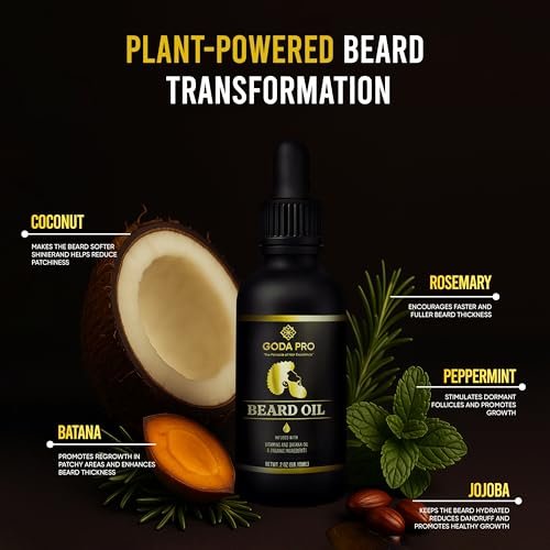 GODA PRO Premium Beard Oil with Vitamins and Batana Oil, 2 oz - Natural Organic Beard Moisturizer & Conditioner - görsel 4