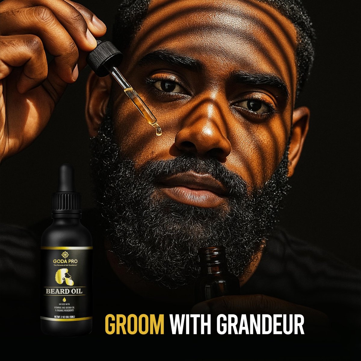 GODA PRO Premium Beard Oil with Vitamins and Batana Oil, 2 oz - Natural Organic Beard Moisturizer & Conditioner - görsel 9