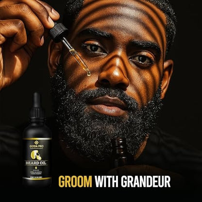 GODA PRO Premium Beard Oil with Vitamins and Batana Oil, 2 oz - Natural Organic Beard Moisturizer & Conditioner