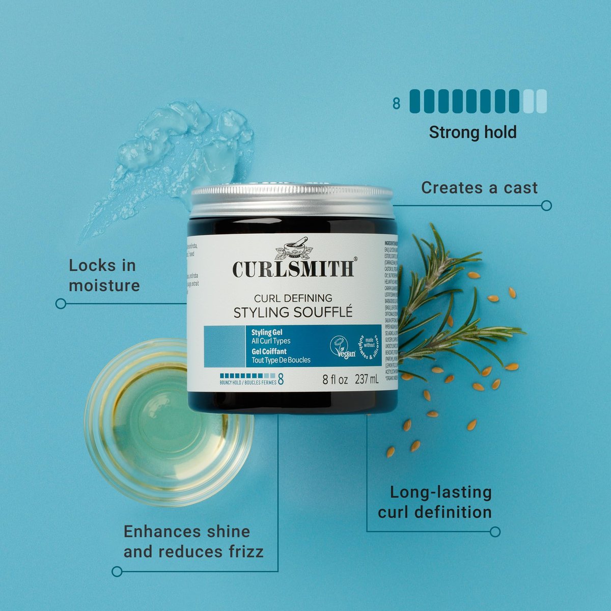 Curlsmith Curl Discovery Kit - Hydrate & Define Curls with Moisturizing Shampoo, Conditioner, Leave-In & Styler - Mini Travel Size for All Curl Types - Vegan & Cruelty Free Avelisse