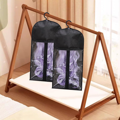 Hadwoer 4-Pack Hair Extension Holder – Dust-Proof Wig Storage Bags with Hanger for Multiple Wigs and Hair Extensions