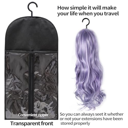 Hadwoer 4-Pack Hair Extension Holder – Dust-Proof Wig Storage Bags with Hanger for Multiple Wigs and Hair Extensions - görsel 4