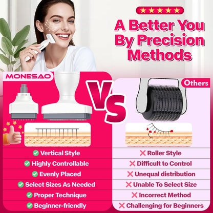 MONESAO Derma Stamp Microneedling Tool for Face, Scalp & Beard – 2 Replacement Heads, White Avelisse