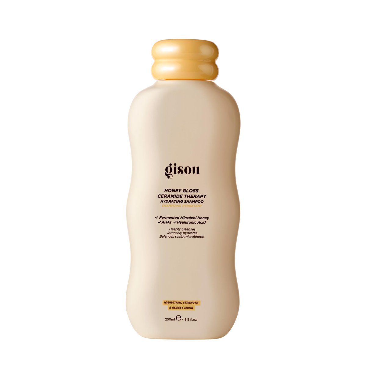Gisou Honey Gloss Ceramide Therapy Hydrating Shampoo – Deeply Cleanses & Restores Moisture with Ceramides & AHAs, Wildflower Honey Scent, 8.5 fl oz Avelisse