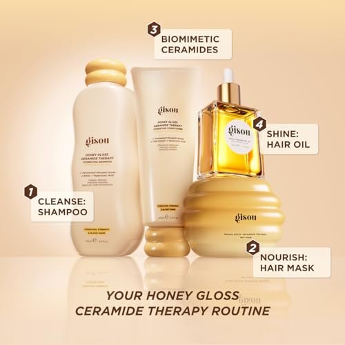 Gisou Honey Gloss Ceramide Therapy Hydrating Shampoo – Deeply Cleanses & Restores Moisture with Ceramides & AHAs, Wildflower Honey Scent, 8.5 fl oz Avelisse