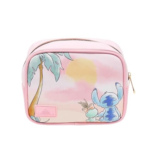 Impressions Vanity Stitch Sunset Cosmetic Bag – Light Pink Faux Saffiano Leather Makeup Pouch with Gold Hardware - görsel 6