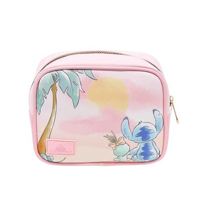 Impressions Vanity Stitch Sunset Cosmetic Bag – Light Pink Faux Saffiano Leather Makeup Pouch with Gold Hardware