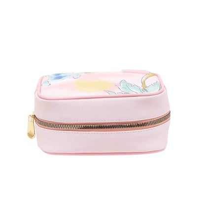 Impressions Vanity Stitch Sunset Cosmetic Bag – Light Pink Faux Saffiano Leather Makeup Pouch with Gold Hardware