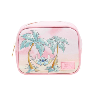 Impressions Vanity Stitch Sunset Cosmetic Bag – Light Pink Faux Saffiano Leather Makeup Pouch with Gold Hardware